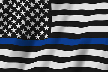 Thin Blue Line US flag with stars and stripes background