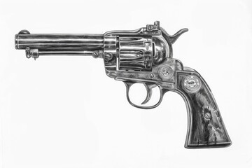 Illustration of a revolver on a plain white background. Suitable for crime and security concepts