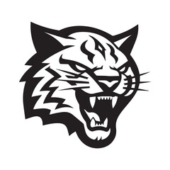 Black bobcat mascot logo icon on white background