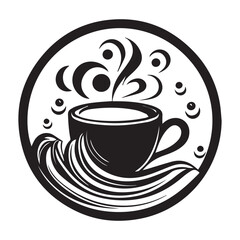 Black simple coffee design logo icon on white background