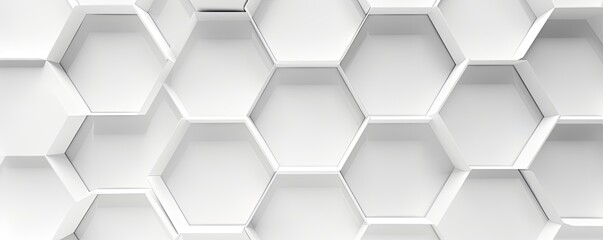 White hexagons pattern on white background. Genetic research, molecular structure. Chemical engineering