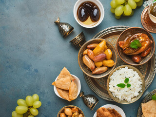 Arabic Cuisine: Middle Eastern traditional lunch. Ramadan 