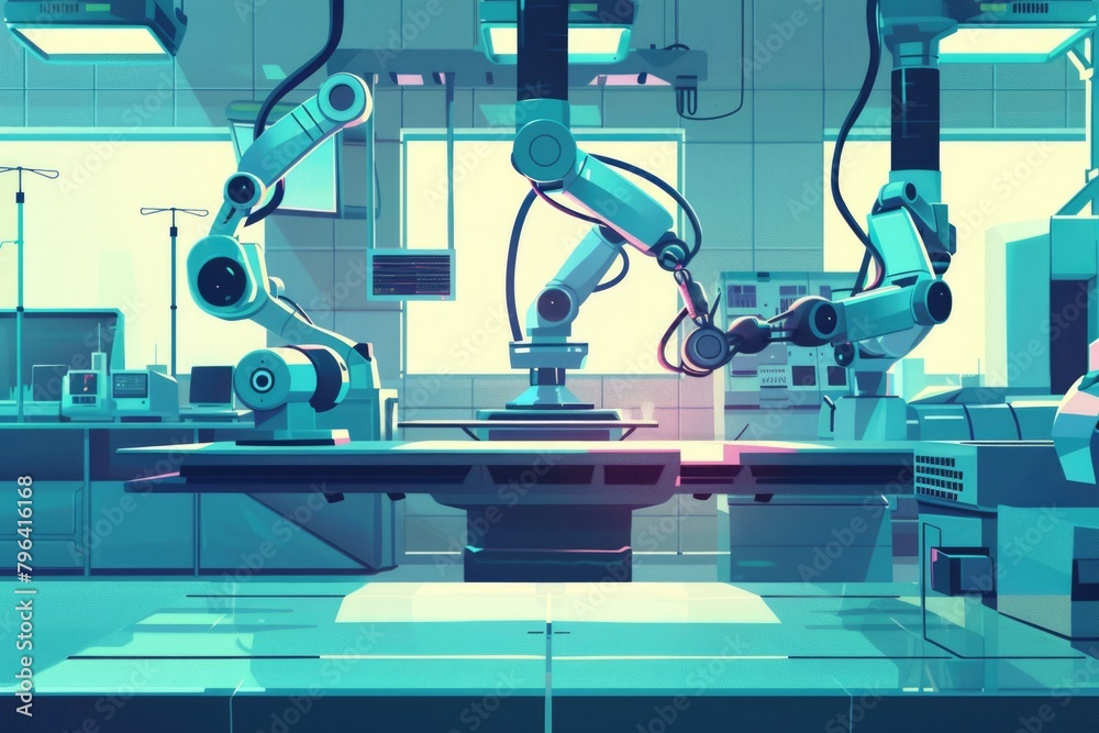 Aufkleber A robotic arm operating a table in a laboratory. Perfect for science and technology concepts