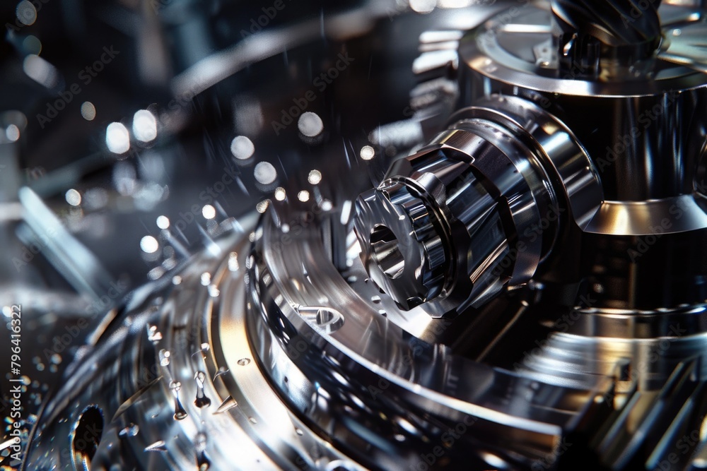 Poster detailed view of intricate machine gears. ideal for industrial concepts