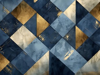 Blue navy , depp blue , and gold , abstract geometric backdrop