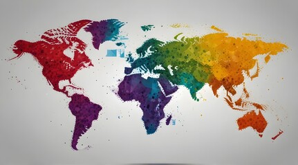 Map of the world, made from different colors.generative.ai 