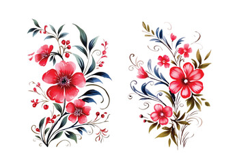 Watercolor red wildflowers bouquets vector