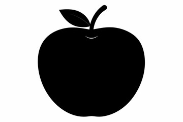 Fototapeta premium apple-black-silhouette-vector-on-white-background.