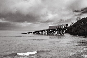 Tenby Lifeboat Station, Tenby, Pembrokeshire, Wales, Black And White