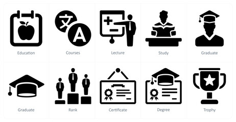 A set of 10 School and Education icons as education, courses, lecture - obrazy, fototapety, plakaty