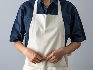 white apron mockup close up