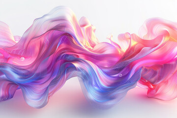 Obraz premium 3D render of an abstract, fluid shape with iridescent colors and shiny highlights on white background. 