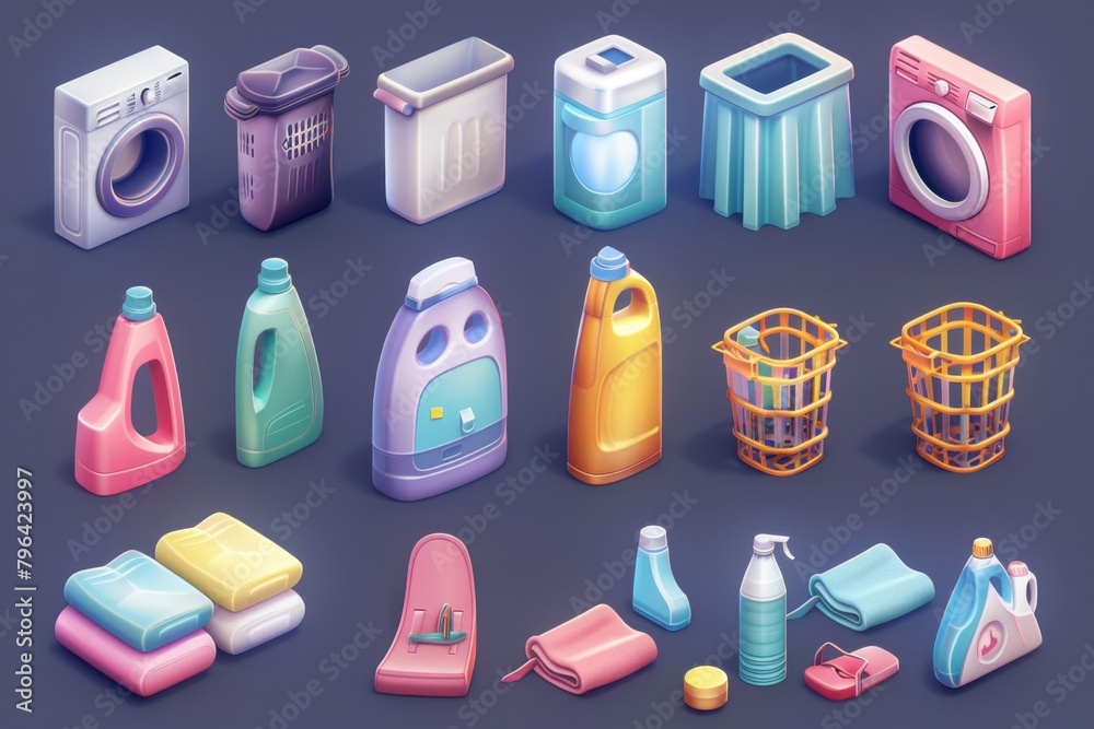 Poster a collection of different types of household items. suitable for home decor projects