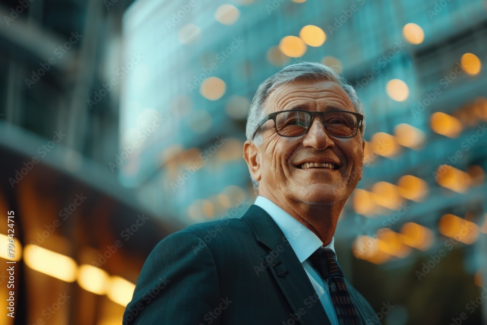 Aufkleber A man in a suit and tie standing in front of a building. Suitable for business and corporate concepts