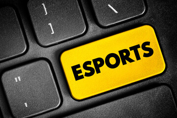 Esports - form of competition using video games, text concept button on keyboard - 796425933
