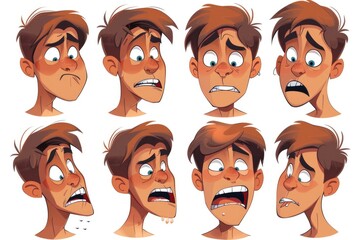 Various cartoon faces showing different emotions, perfect for adding personality to your project - obrazy, fototapety, plakaty
