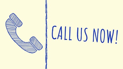 Call Us Now Phone Symbol Ball Pen Texture Blue Note Book Background Text 