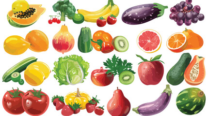 Fruits and vegetables collection. Vector illustration
