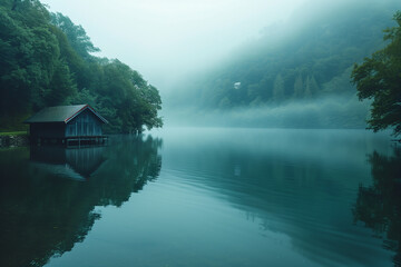Fototapeta premium Calm lake views and mirror waters