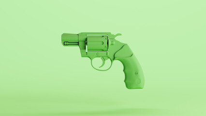 Revolver handgun pistol gun firearm green mint soft tones background sculpt 3d illustration render digital rendering - 796427117