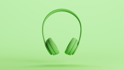 Headphones headset music stereo green mint soft tones background sculpt 3d illustration render digital rendering	 - 796427192