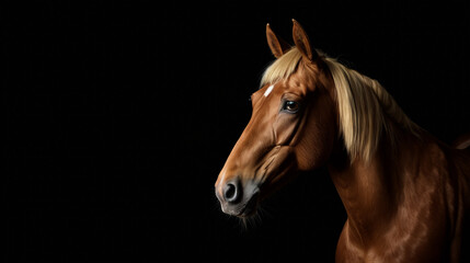 Close up of horse with blonde hair and large sideburns.