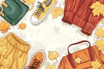 A variety of autumn-themed items, perfect for seasonal designs