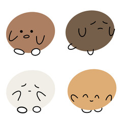 Cute Cartoon Faces Expressing Different Emotions