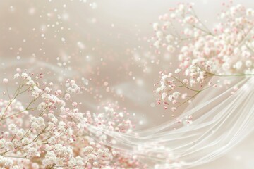 A bunch of white flowers with a veil, suitable for wedding themes