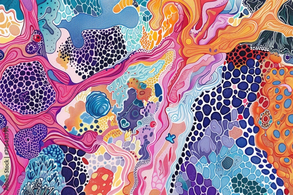 Aufkleber Vibrant painting with a variety of different colors. Perfect for adding a pop of color to any project