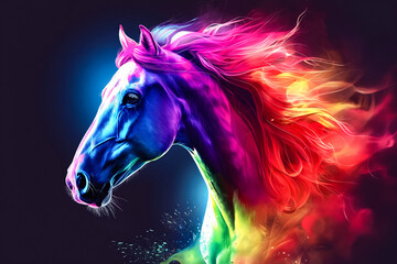 Obraz na płótnie Canvas Colorful horse with its mane on fire.