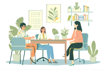 Fototapeta premium Illustration of the interviewer interviewing the candidate