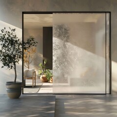 Frosted glass effect with soft light diffusing through