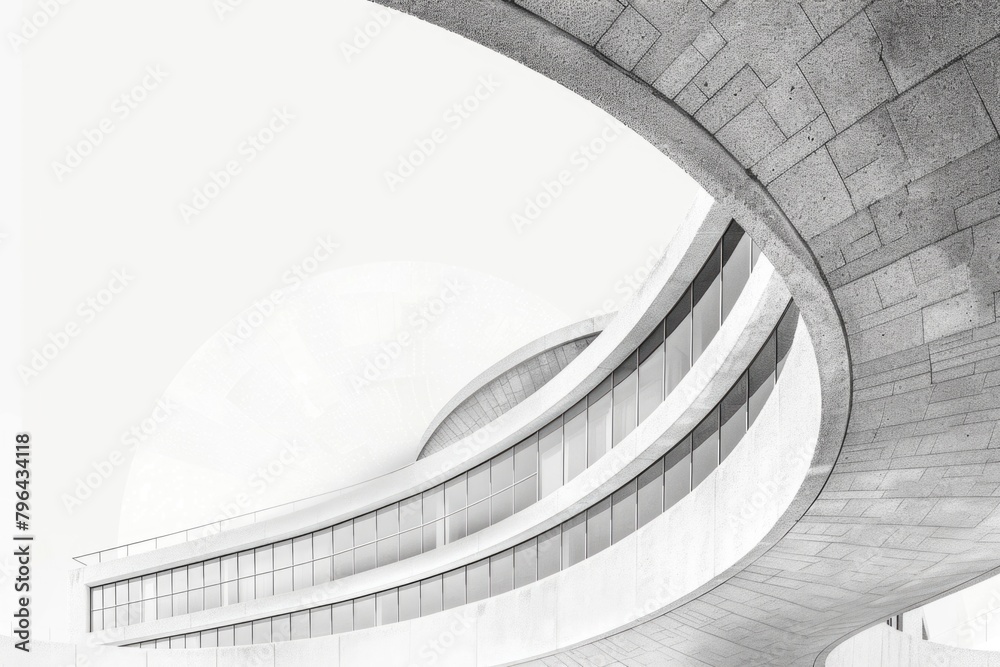 Poster black and white image of a modern building. suitable for architectural design projects