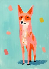 Naklejka premium Fox painting animal art mammal