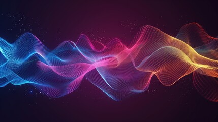 Speaking sound wave, Music sound wave, Dynamic light flow, with blurred neon light effect, abstract background, generative ai