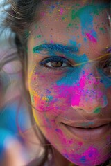 Close up of a person with colorful face paint. Great for creative projects