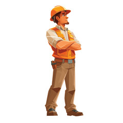 The builder, a flat illustration isolated on a white background
