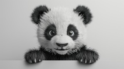 A black and white photo of a panda bear, suitable for various projects