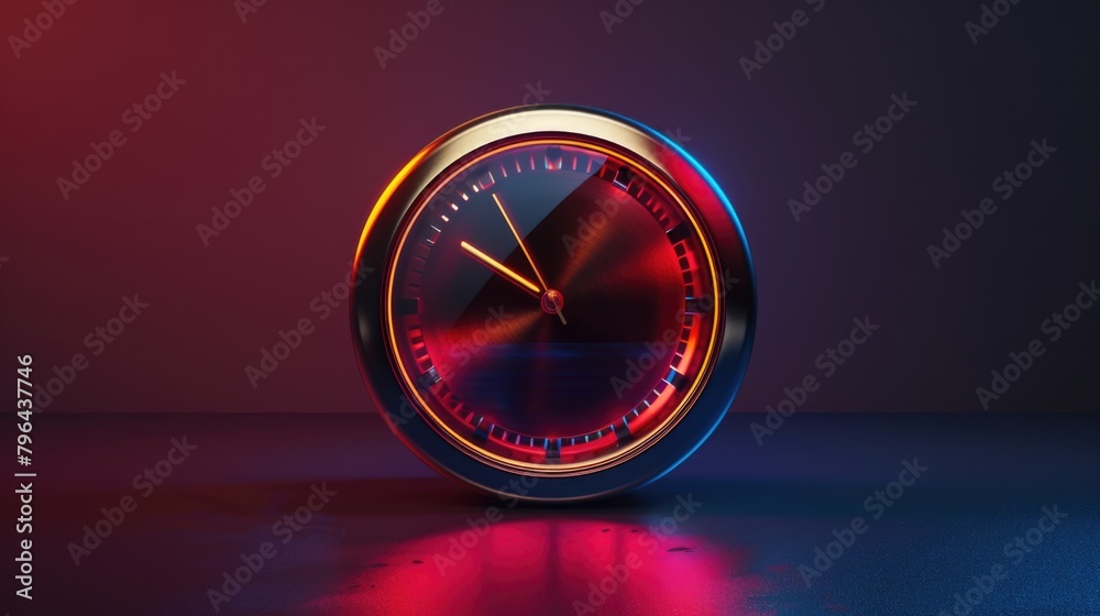 Leinwandbilder a red and blue clock sitting on top of a table. ideal for time management concepts