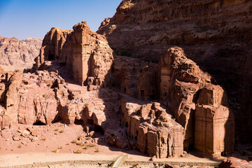 View of Uneishu Tomb in the archeological site of Petra in Jordan
