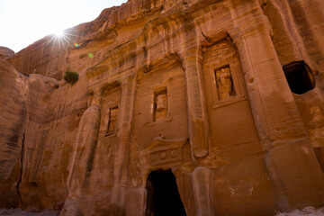 A view of the Tomb of the Roman Soldier in the archeological site of Petra in Jordan