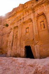 A view of the Tomb of the Roman Soldier in the archeological site of Petra in Jordan