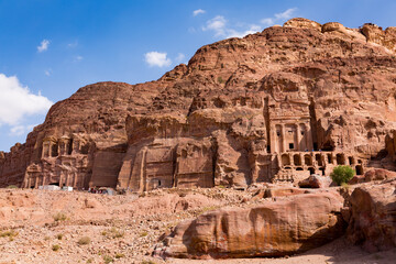View of Urn Tomb in the archeological site of Petra in Jordan