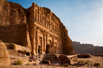 A view of palace tomb in the archeological site of Petra in Jordan