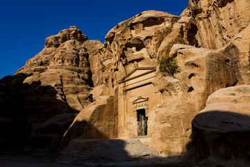 A view of the Triclinium in the archeological site of Petra in Jordan