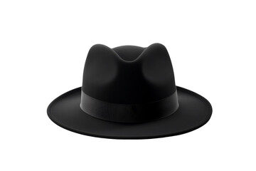 The Enigmatic Elegance of the Midnight Fedora. On a White or Clear Surface PNG Transparent Background.