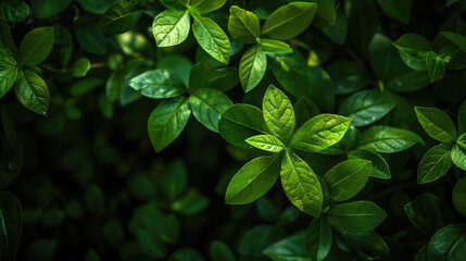Nature of green leaf in garden at summer. Natural green leaves plants using as spring background cover page environment ecology or greenery wallpaper, generative ai