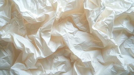 b'Close-up of wrinkled white fabric' - obrazy, fototapety, plakaty