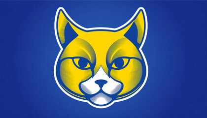Cat logo in intense yellow and navy blue colors .